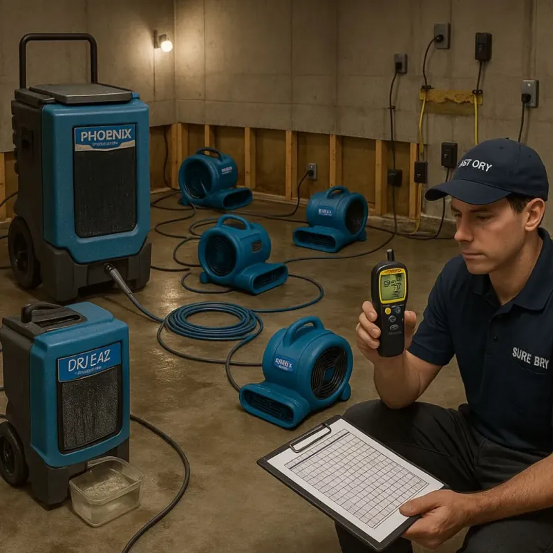 Structural Drying and Dehumidification process in De Pere, WI